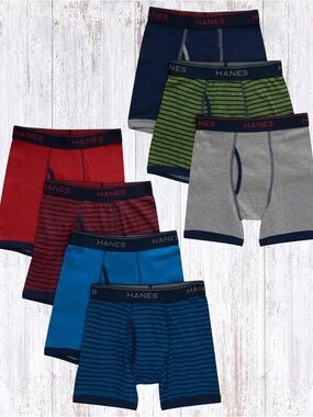 NWT Hanes Boys Comfort Flex Tagless Boxer Briefs 8 Pack Size Medium (8-12) Blue